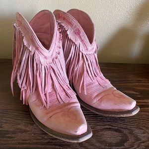 Pink Fringe Boots